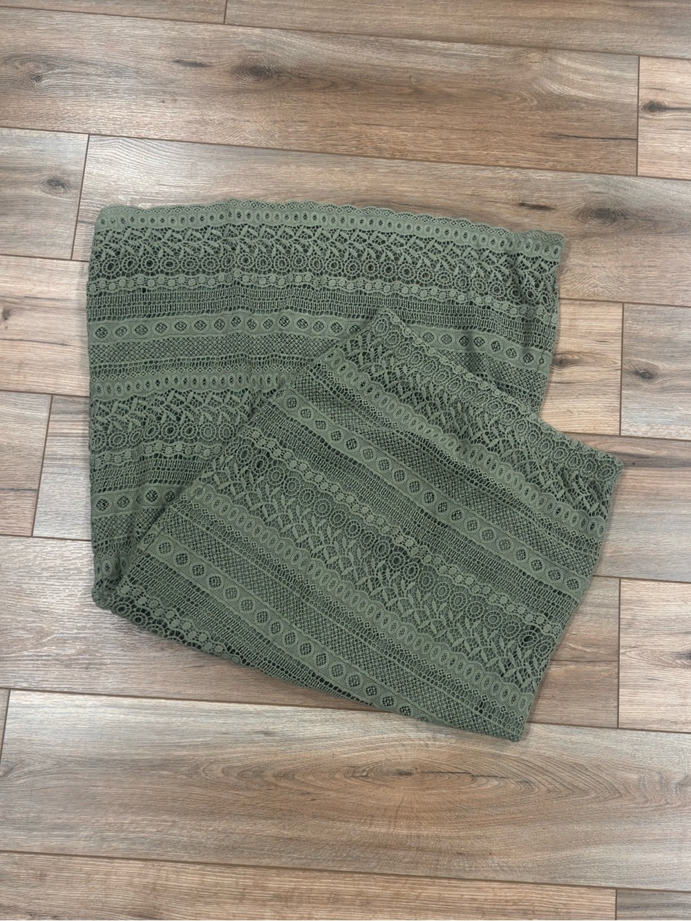 SAHLIE Summer Beachy Boho Green Crochet Patterned Fitted Maxi Skirt | Size Small